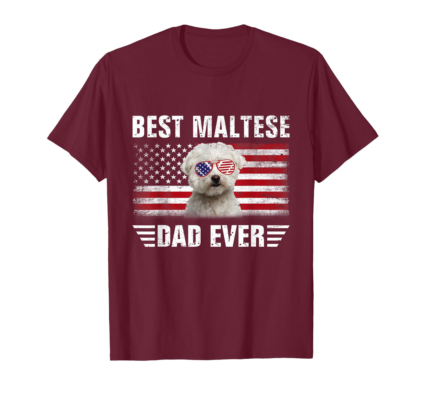 American Flag Best Maltese Dad Ever Tee Dog Dad Fathers Day T-Shirt