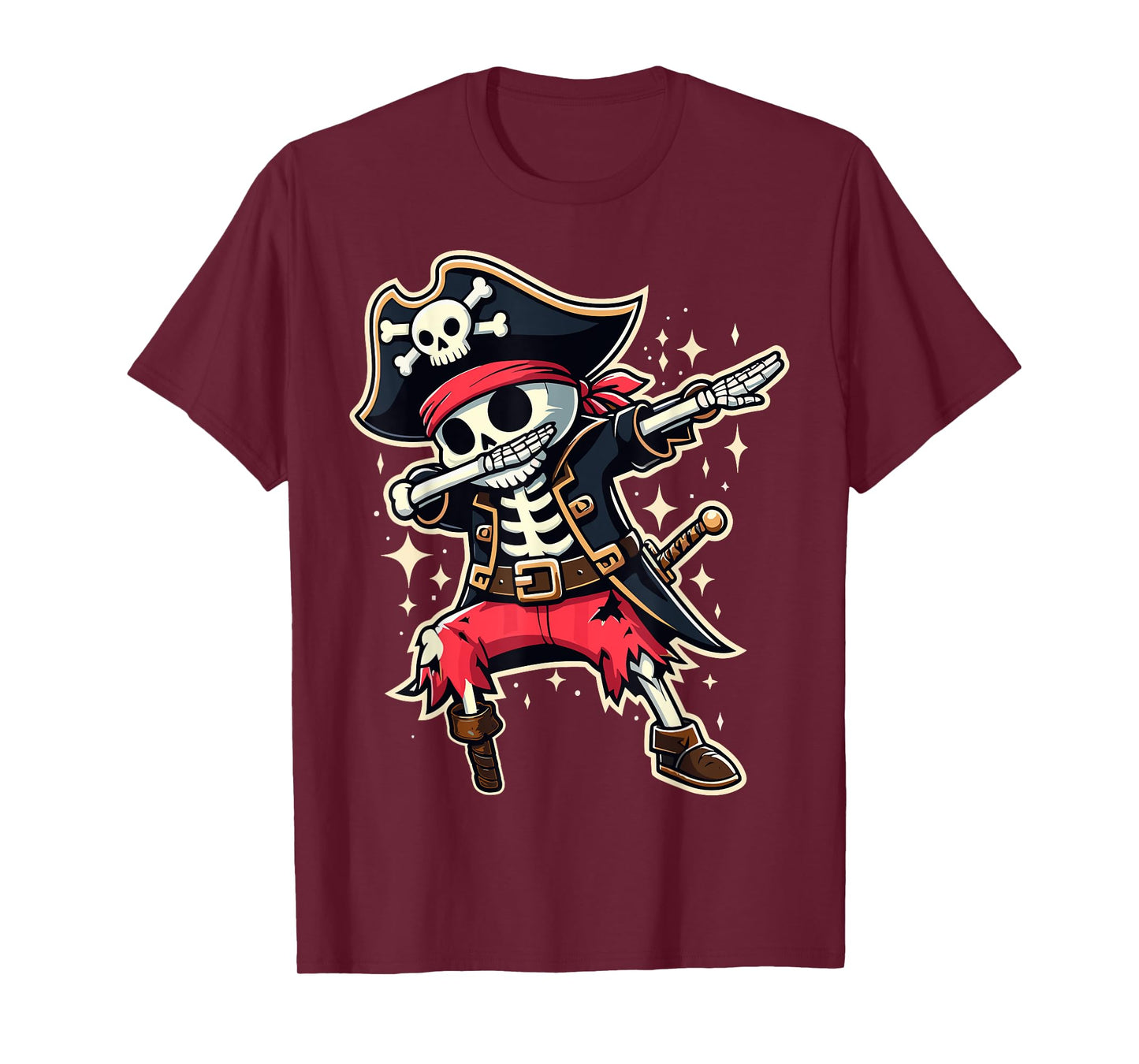 Dabbing Pirate Skeleton Funny Halloween T-Shirt