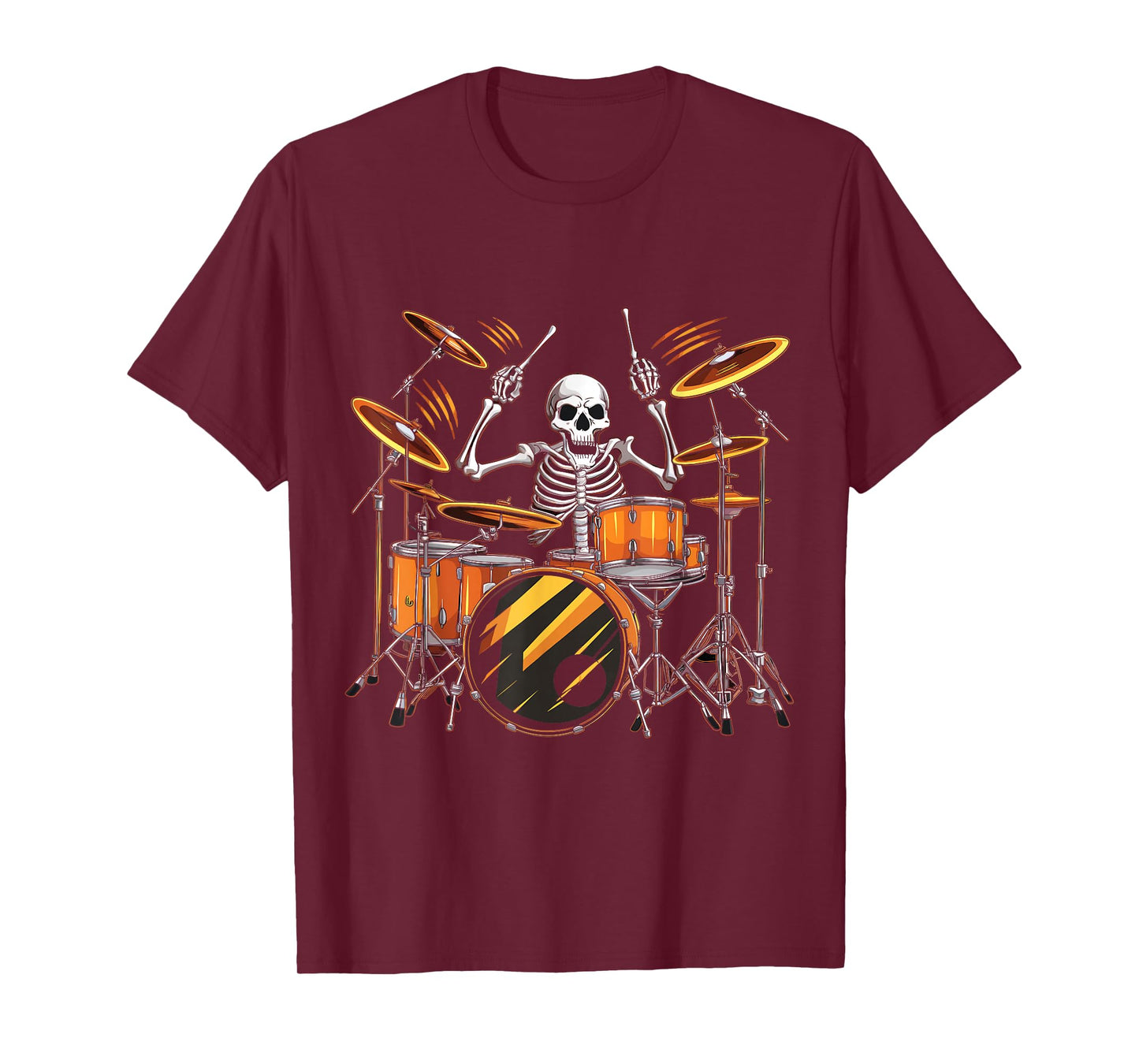 Drummer Skeleton Men Boys Drum Set Drummer Halloween Music T-Shirt