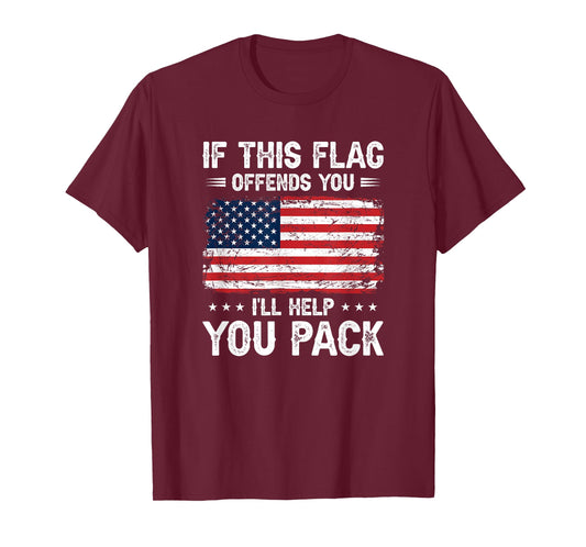 If This Offends You I'll Help You Pack USA American Flag T-Shirt