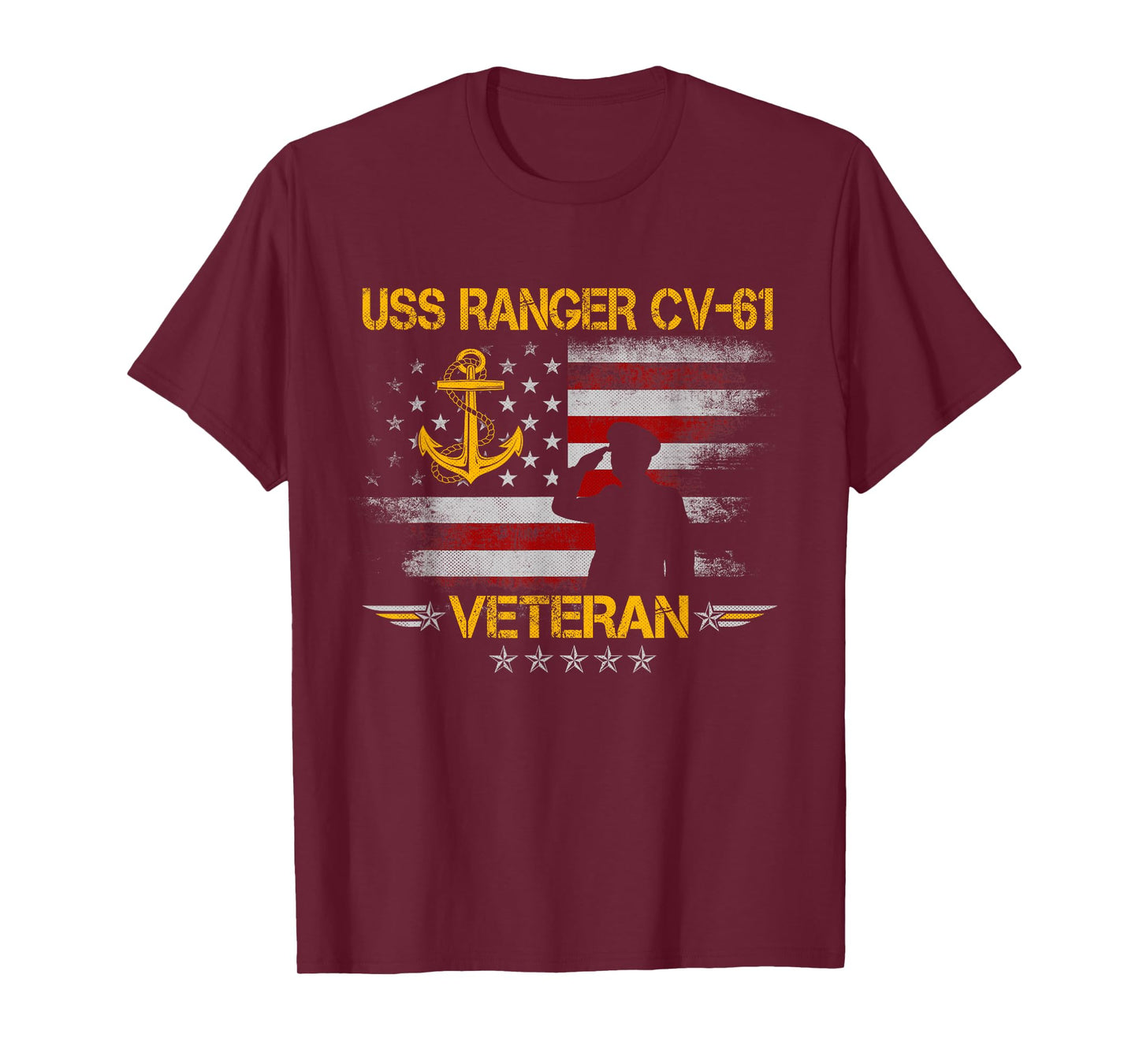 USS Ranger CV-61 Aircraft Carrier Veteran Flag Veterans Day T-Shirt