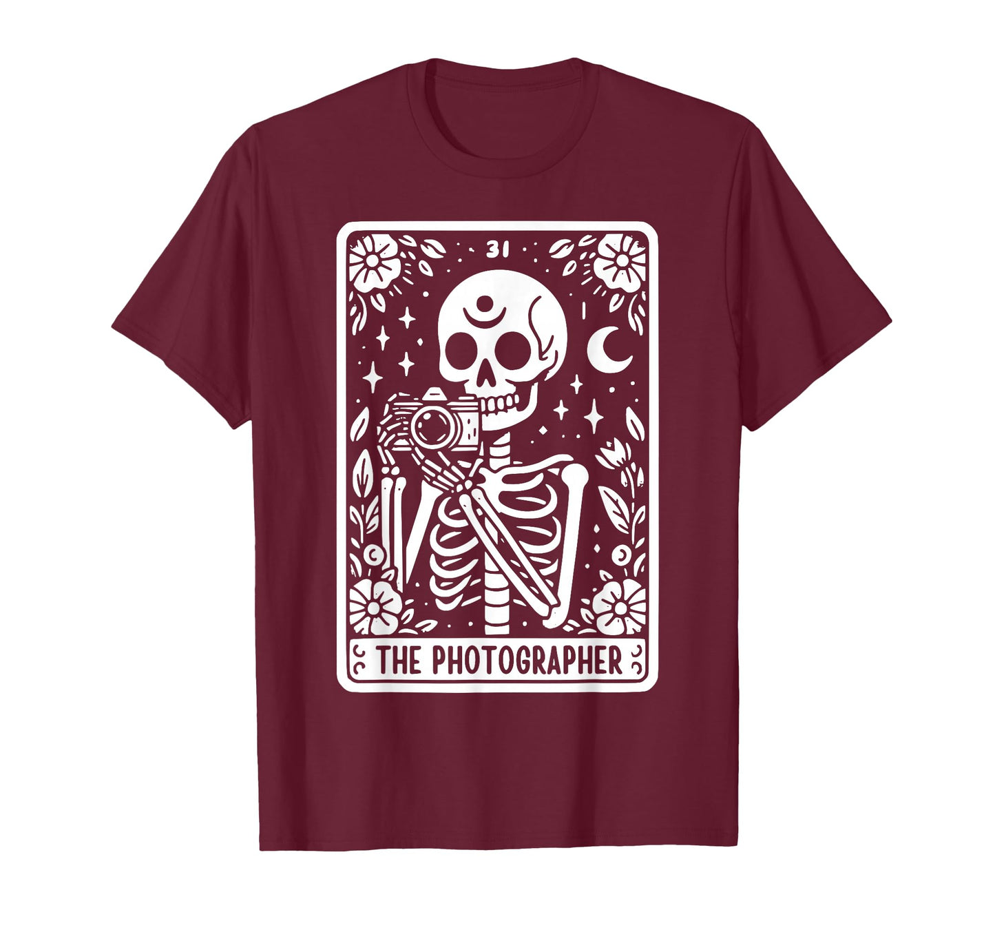 The Photographer Skeleton Tarot Card Photographer Cameraman T-Shirt