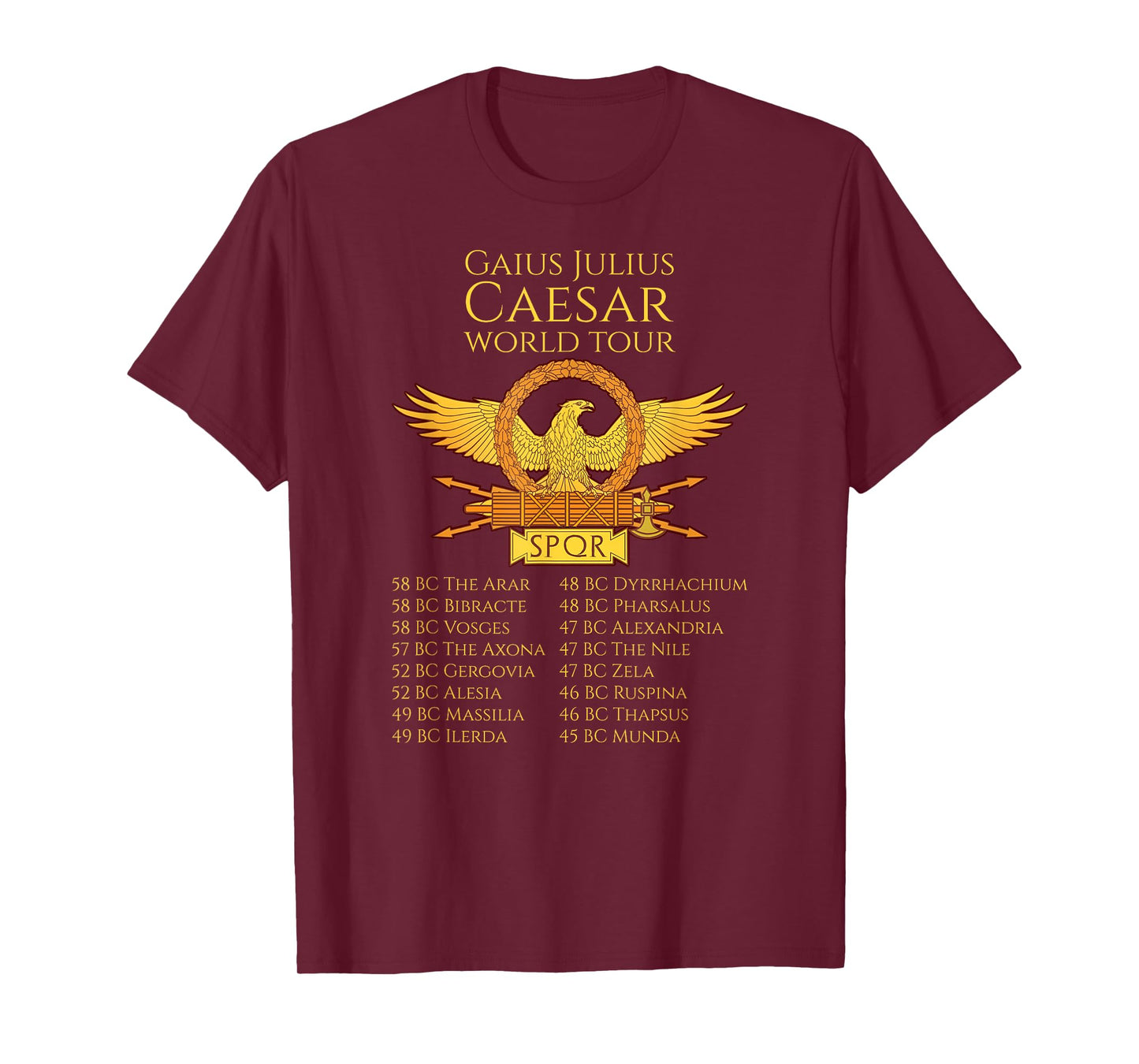 SPQR Ancient Rome Julius Caesar World Tour Roman History T-Shirt Small