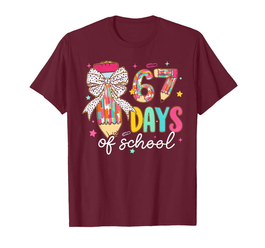 67 Days of School Girls Coquette Bow 67th Day of School Girl T-Shirt