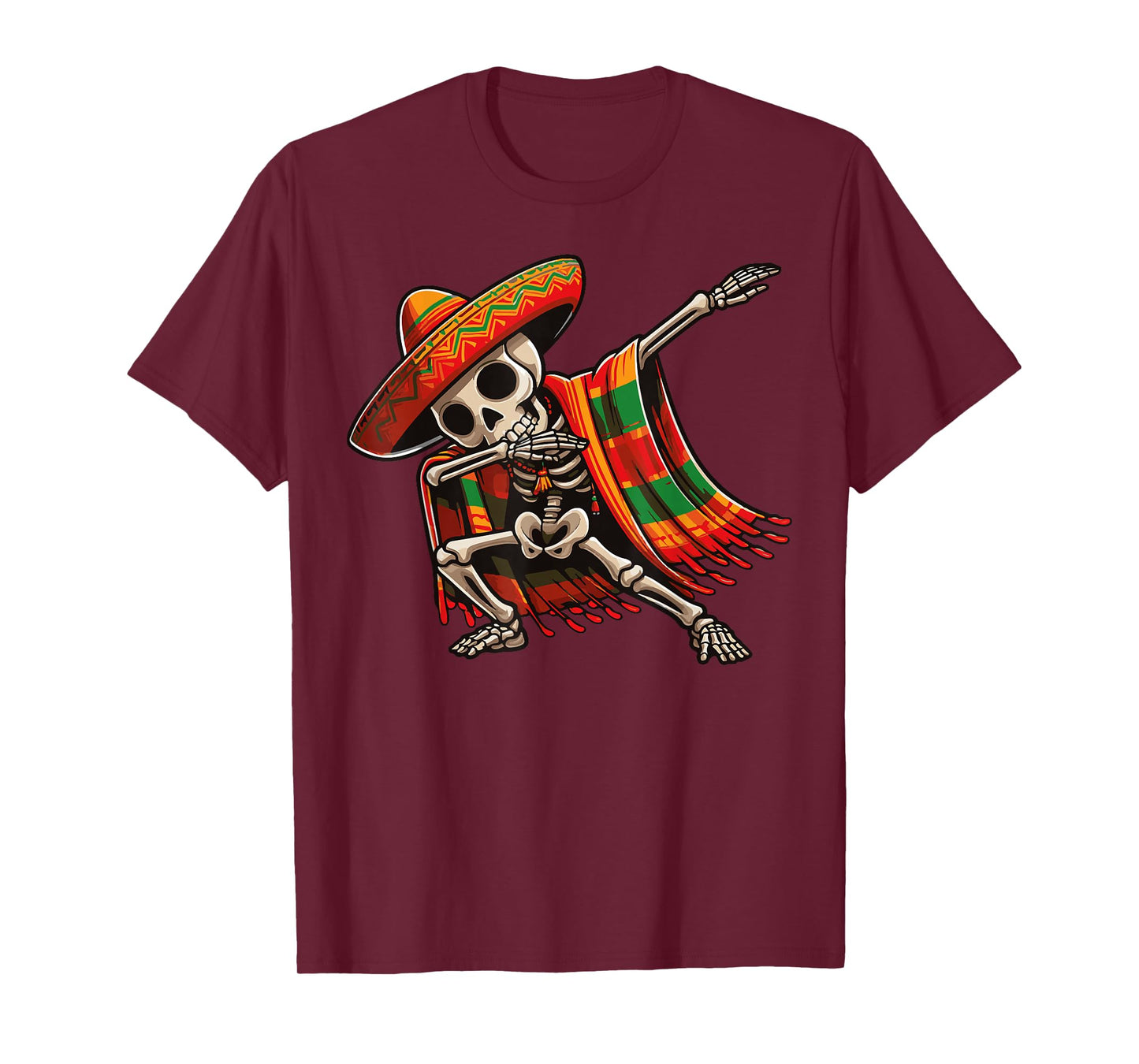 Dab Mexican Skeleton Poncho Sombrero Cinco de Mayo Skeleton T-Shirt