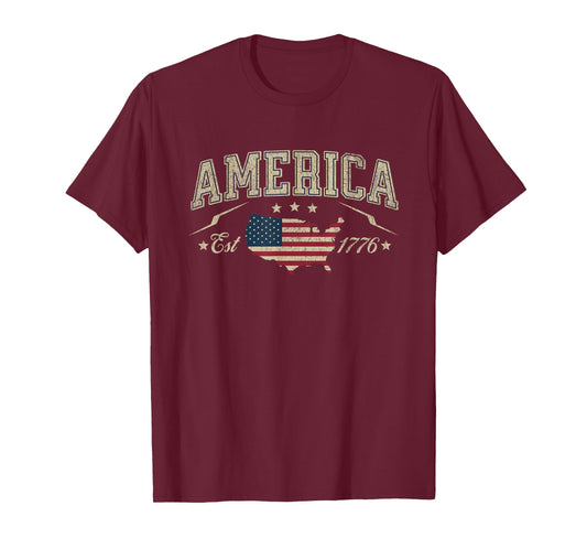 Patriotic American Flag USA Est 1776 4th of July America T-Shirt