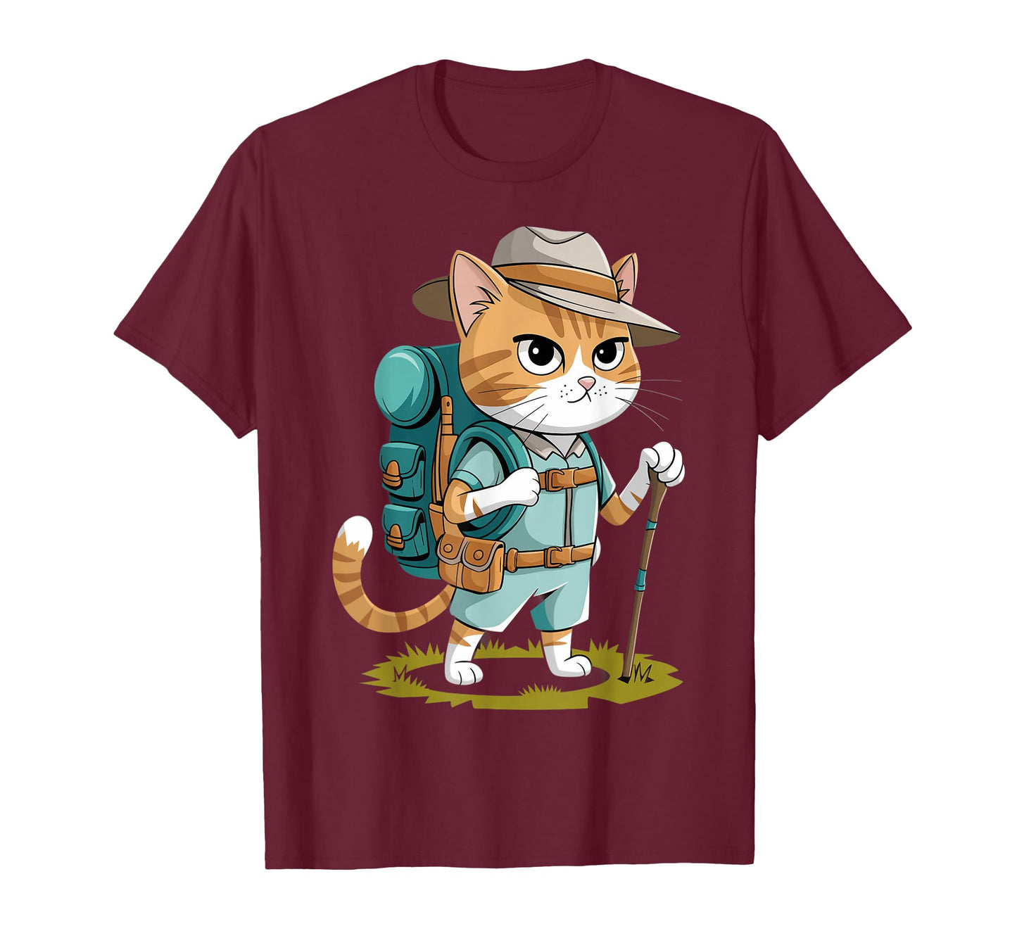 Funny Cat With Hiking Backpack Hiking Cat Adventure Graphic T-Shirt