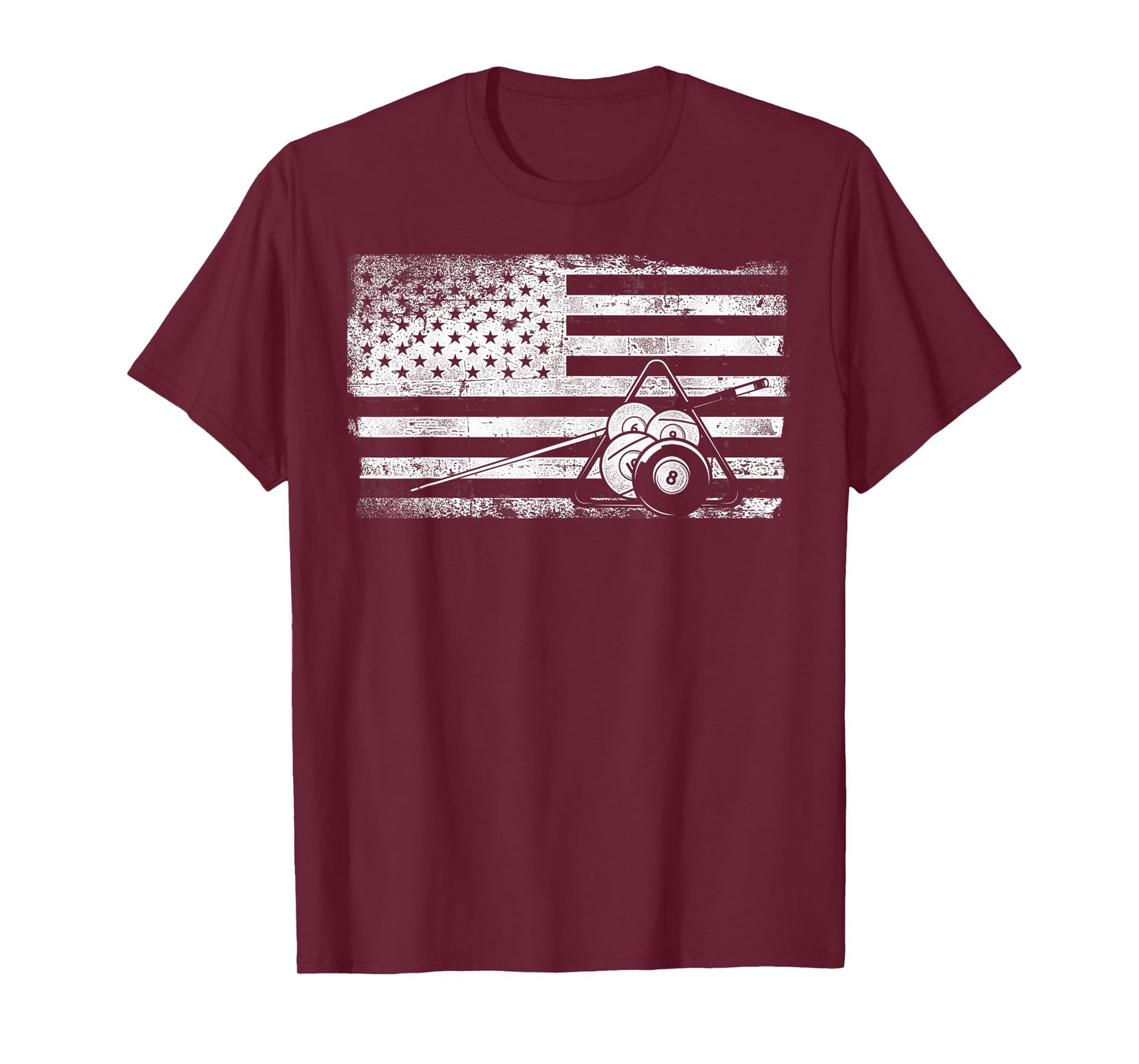 Billiards Pool Player Ball American Flag Vintage T-Shirt