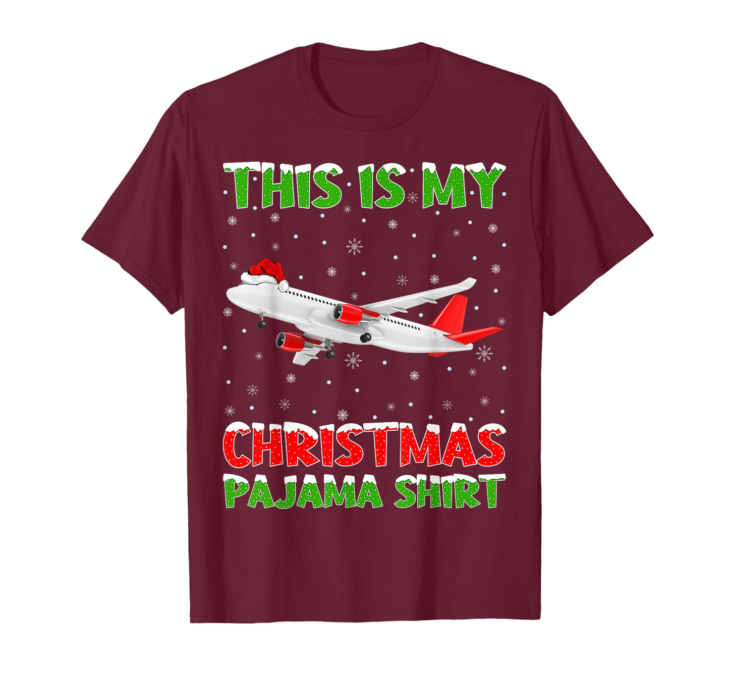 Airplane Xmas Tree Lights This Is My Christmas Pajama T-Shirt