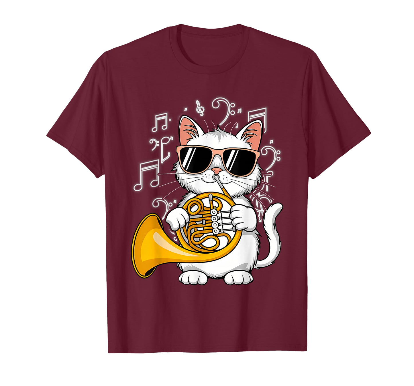 Cat French Horn Funny Cat Lover T-Shirt