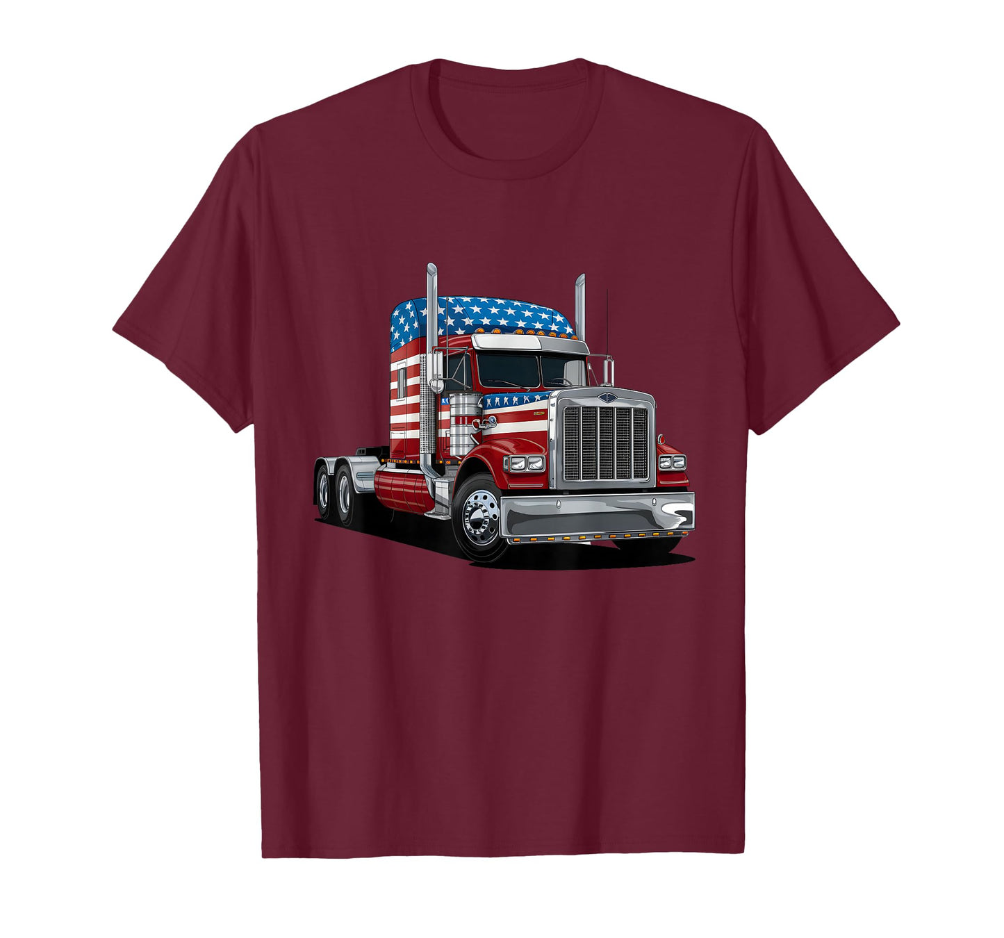 US American Flag Semi Truck Driver Trucker 4th Of July T-Shirt