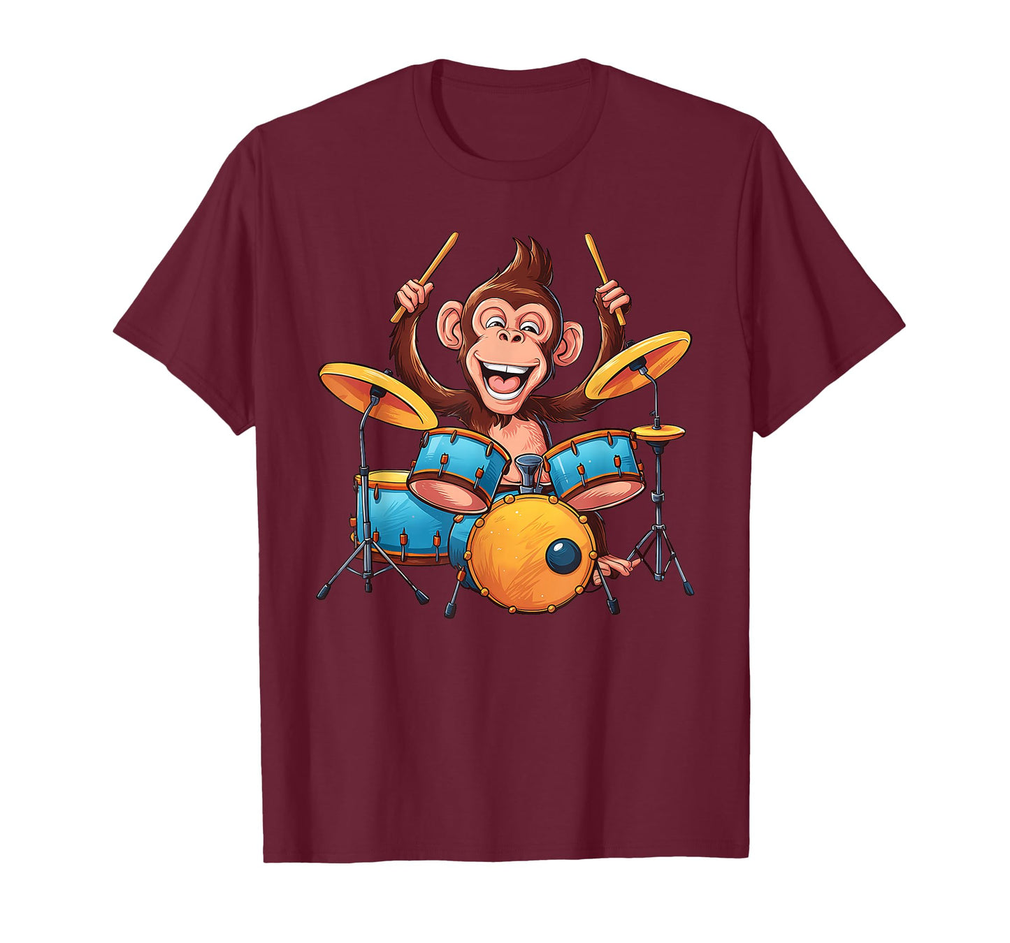 Cute Monkey Playing Drums Monkeys Drummer Music T-Shirt