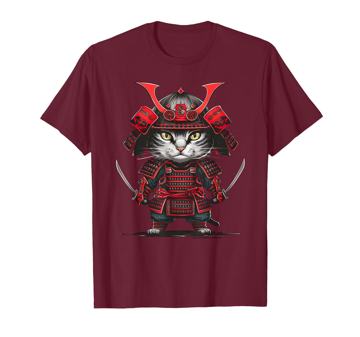 Traditional Japanese Samurai Cat Funny Parody Japanese Anime Men Women Girls Kids T-Shirt