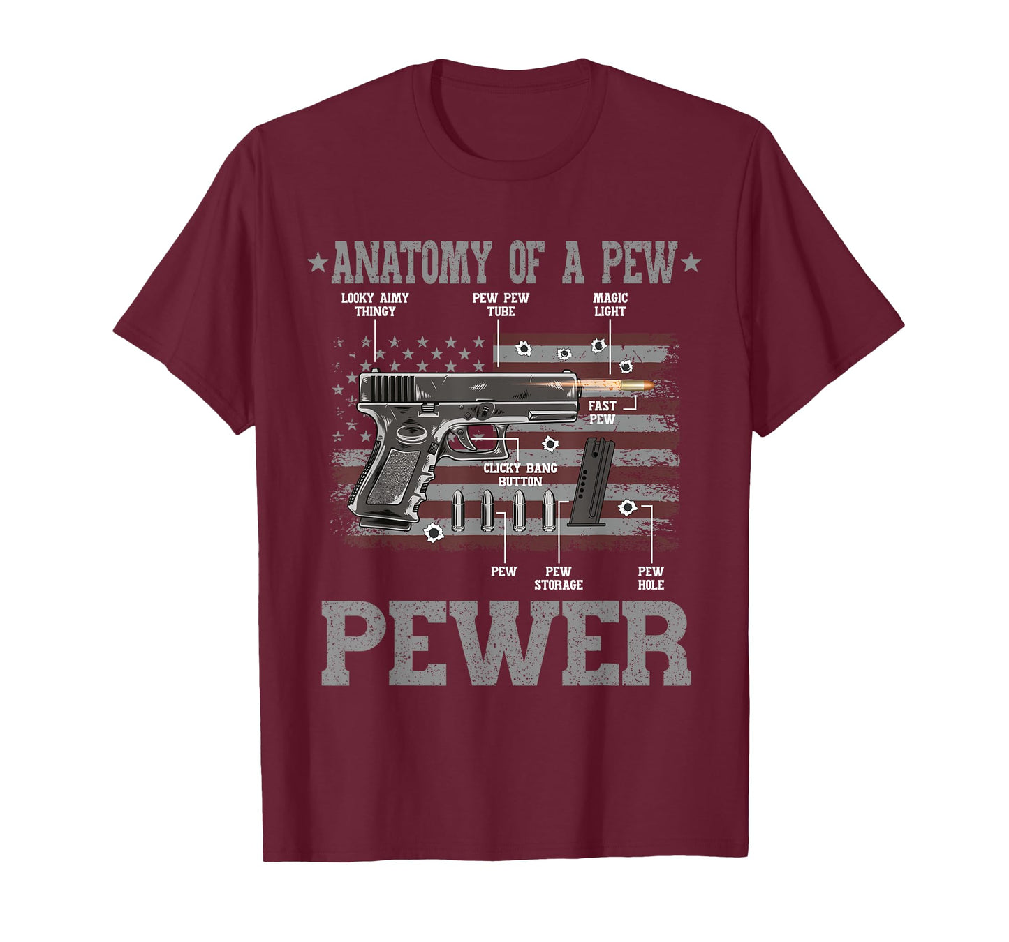 Anatomy Of A Pew Pewer Gun Weapon Ammo Gift Amendment Saying T-Shirt