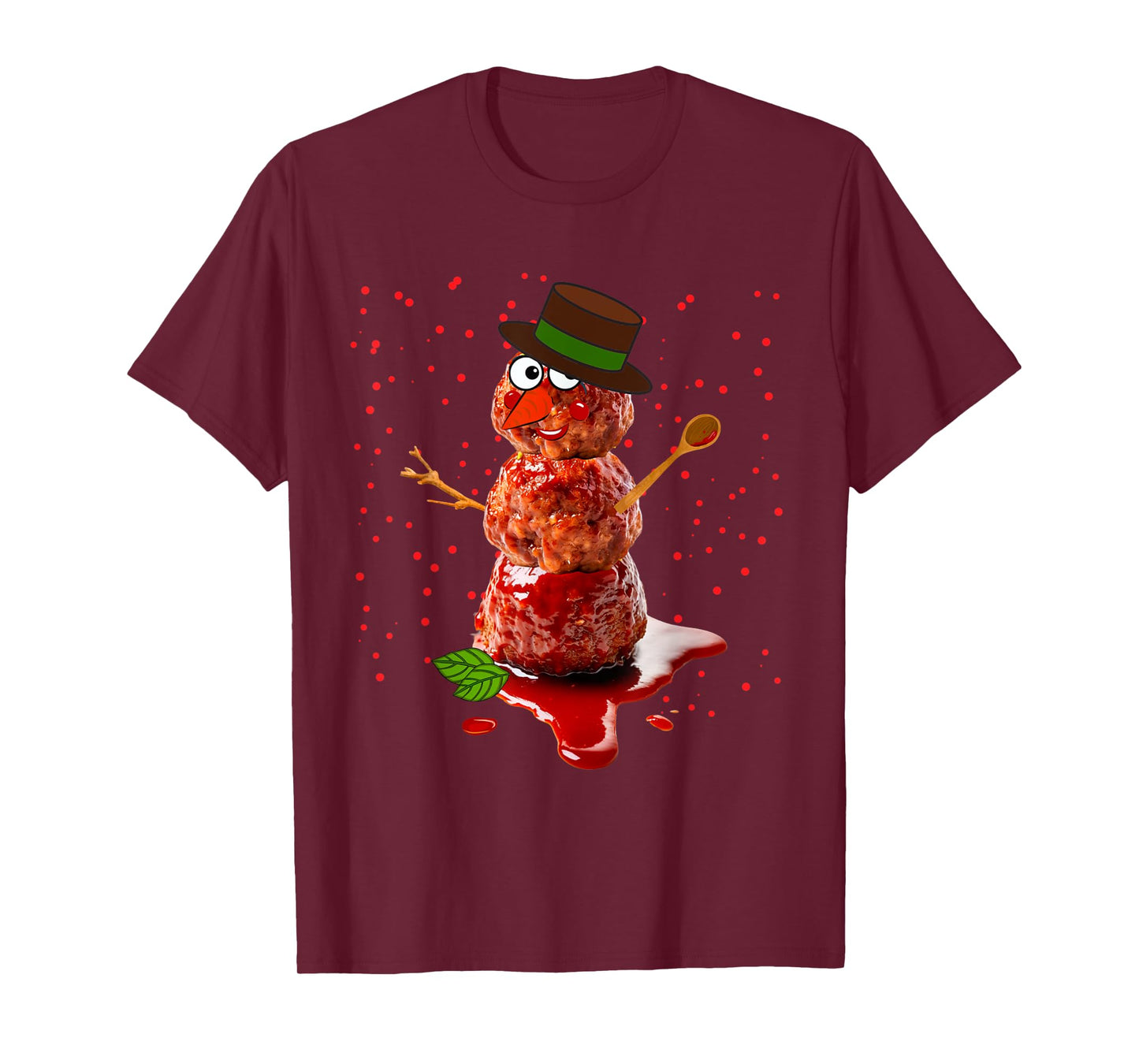 Meatball Snowman Italian Food Ugly Christmas Sweater Snowman T-Shirt