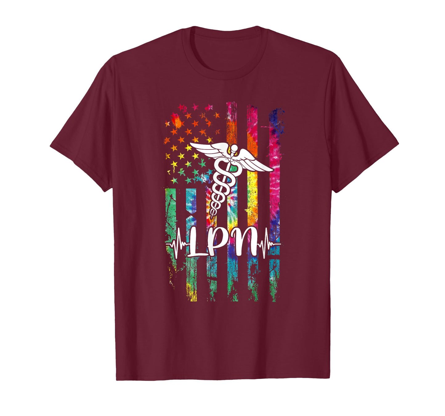 American Flag Tie Dye LPN Costume Nurse Day Nursing Women Men T-Shirt