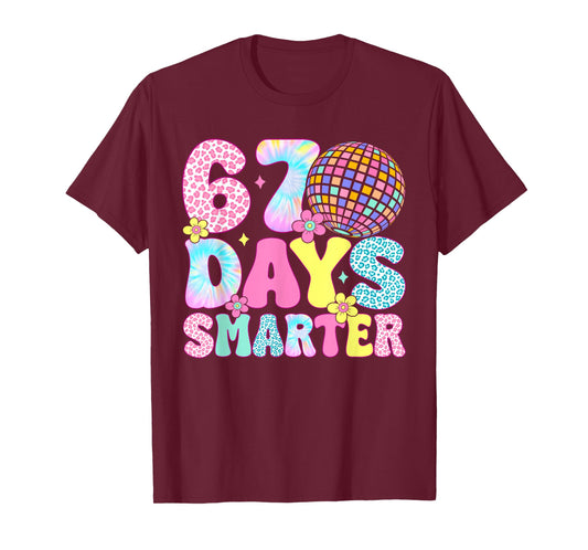 67th Days Smarter Smile Face 67 Days School Teacher Boy Girl T-Shirt