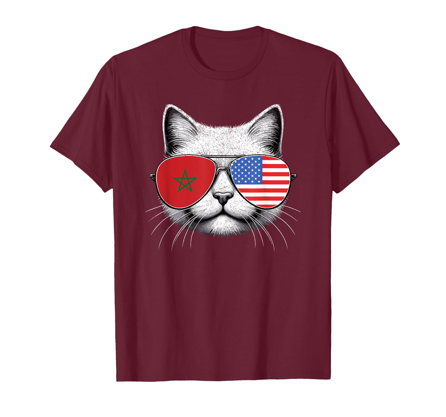 Moroccan American Flag Funny Cat Morocco USA T-Shirt