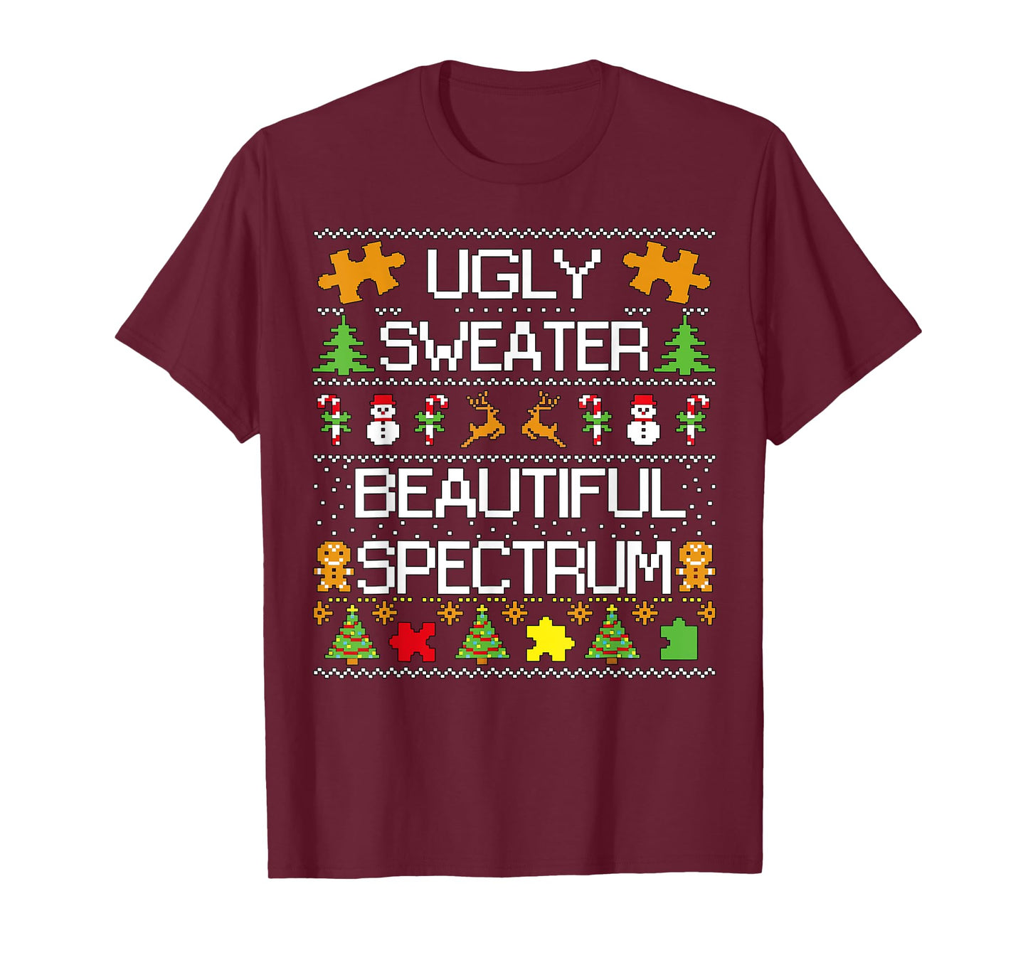 Autism Awareness Puzzle Ugly Sweater Xmas Beautiful Spectrum T-Shirt