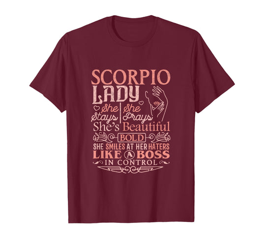 Scorpio Lady Shirt Astrology Zodiac Sign Scorpio Woman Girl T-Shirt