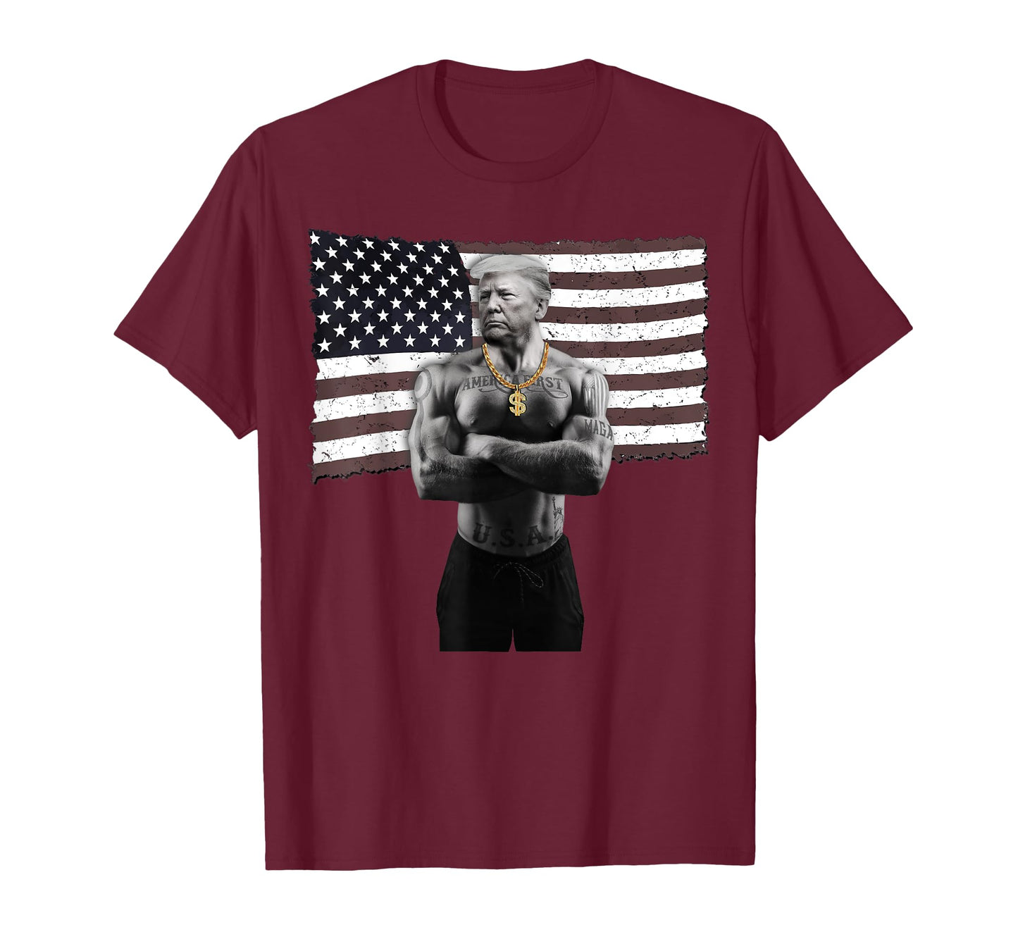 Gangster Donald Trump Tattoo Republican Funny Hip Hop Chain T-Shirt