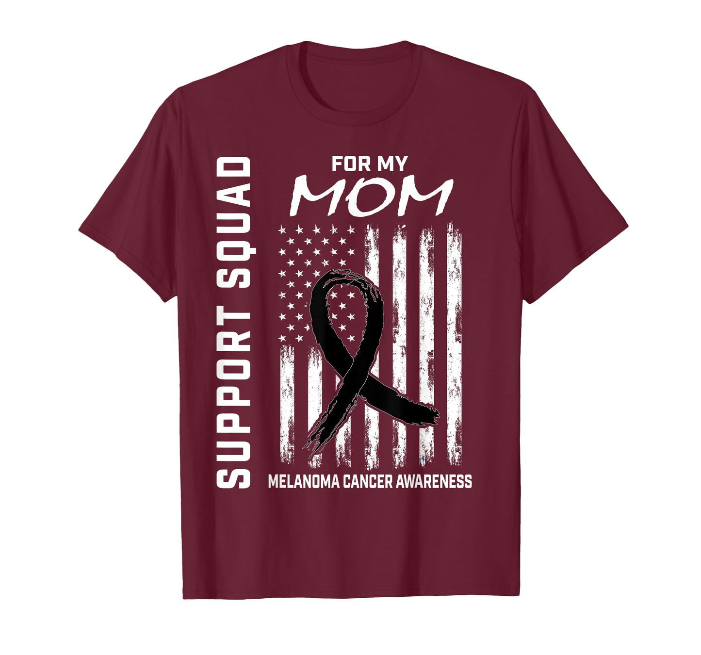 Black Melanoma Cancer Awareness Flag Mom Support Products T-Shirt
