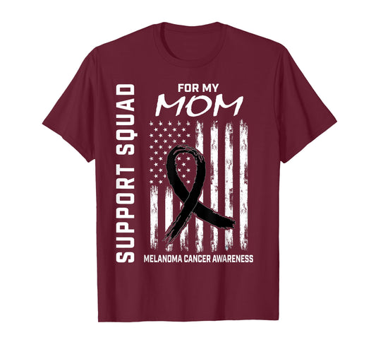 Black Melanoma Cancer Awareness Flag Mom Support Products T-Shirt