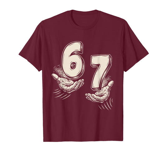 67 Meme Hands Six Seven 6 7 Teens Boys Kids 6-7 Funny T-Shirt