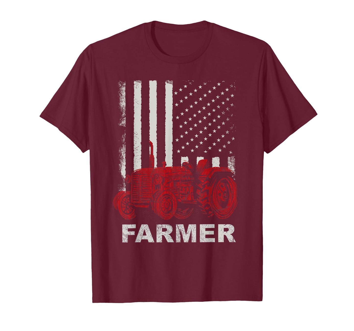 American Flag Farm Tractors Vintage Patriotic Farming Farmer Women Kids Men T-Shirt