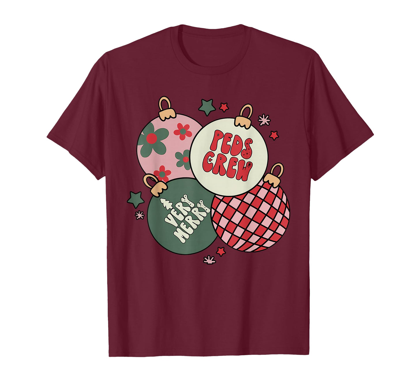 Christmas Ornament Peds Crew Pediatric Nurse Xmas Holiday T-Shirt
