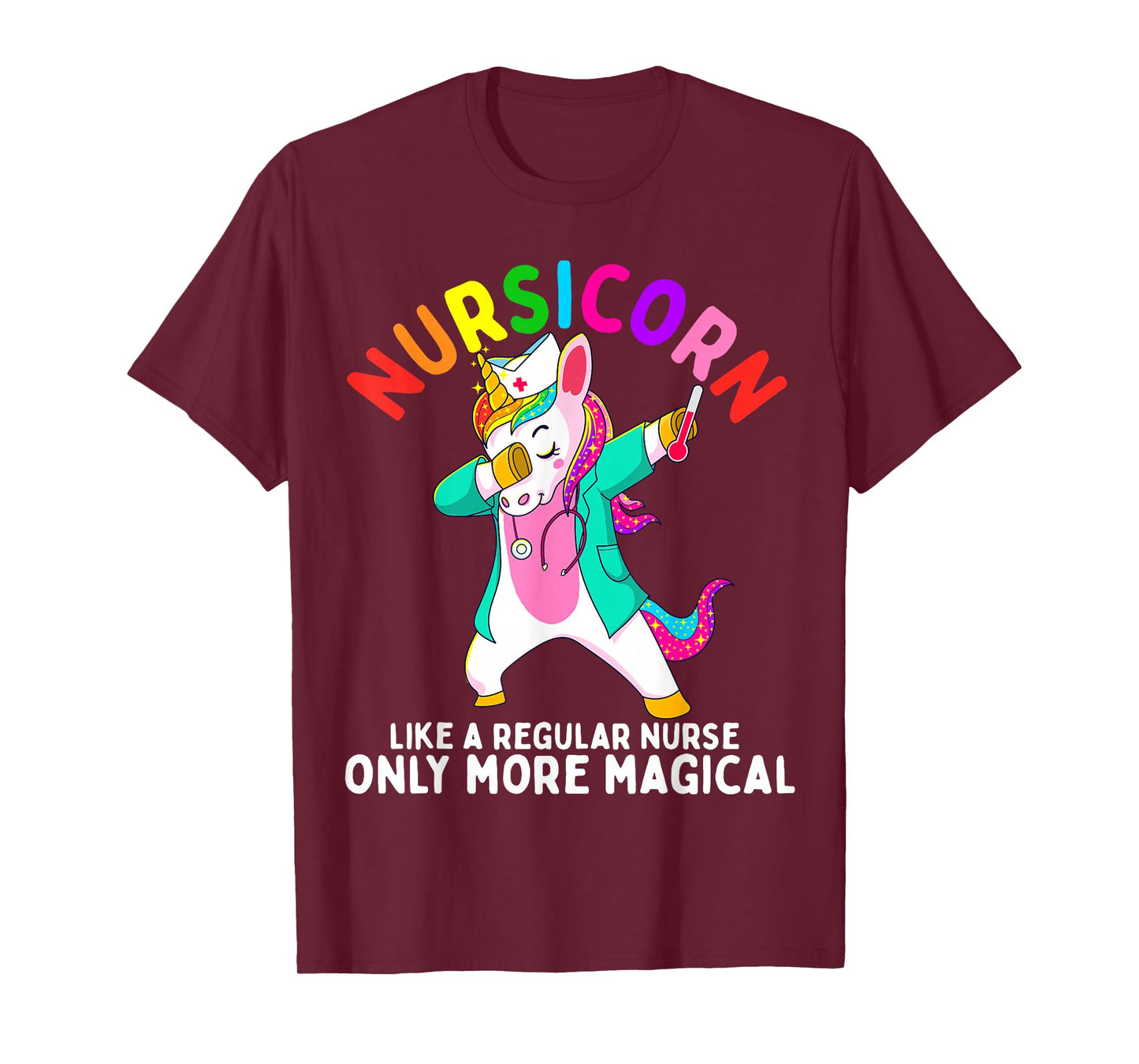Unicorn Nurse Funny Nursicorn Rainbow Nursing RN Gift Women T-Shirt Small
