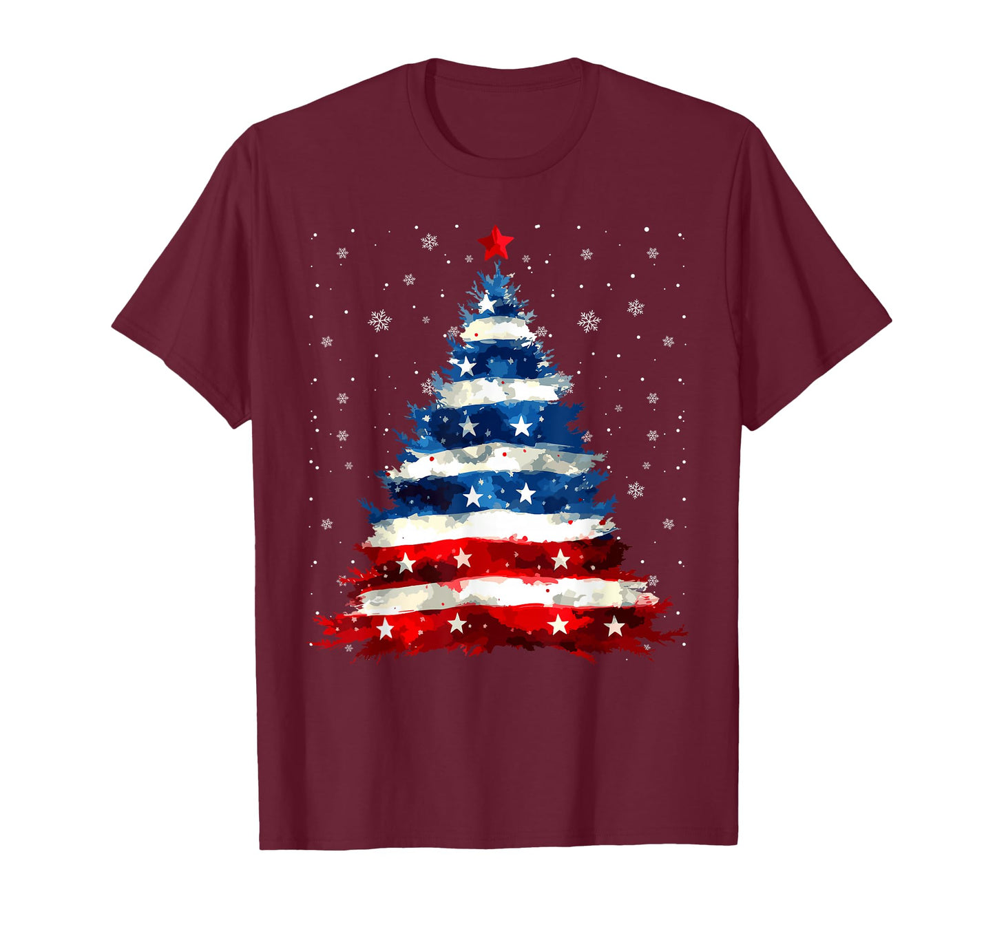 Funny Christmas Tree USA Flag Merry Christmas Pajamas Xmas T-Shirt