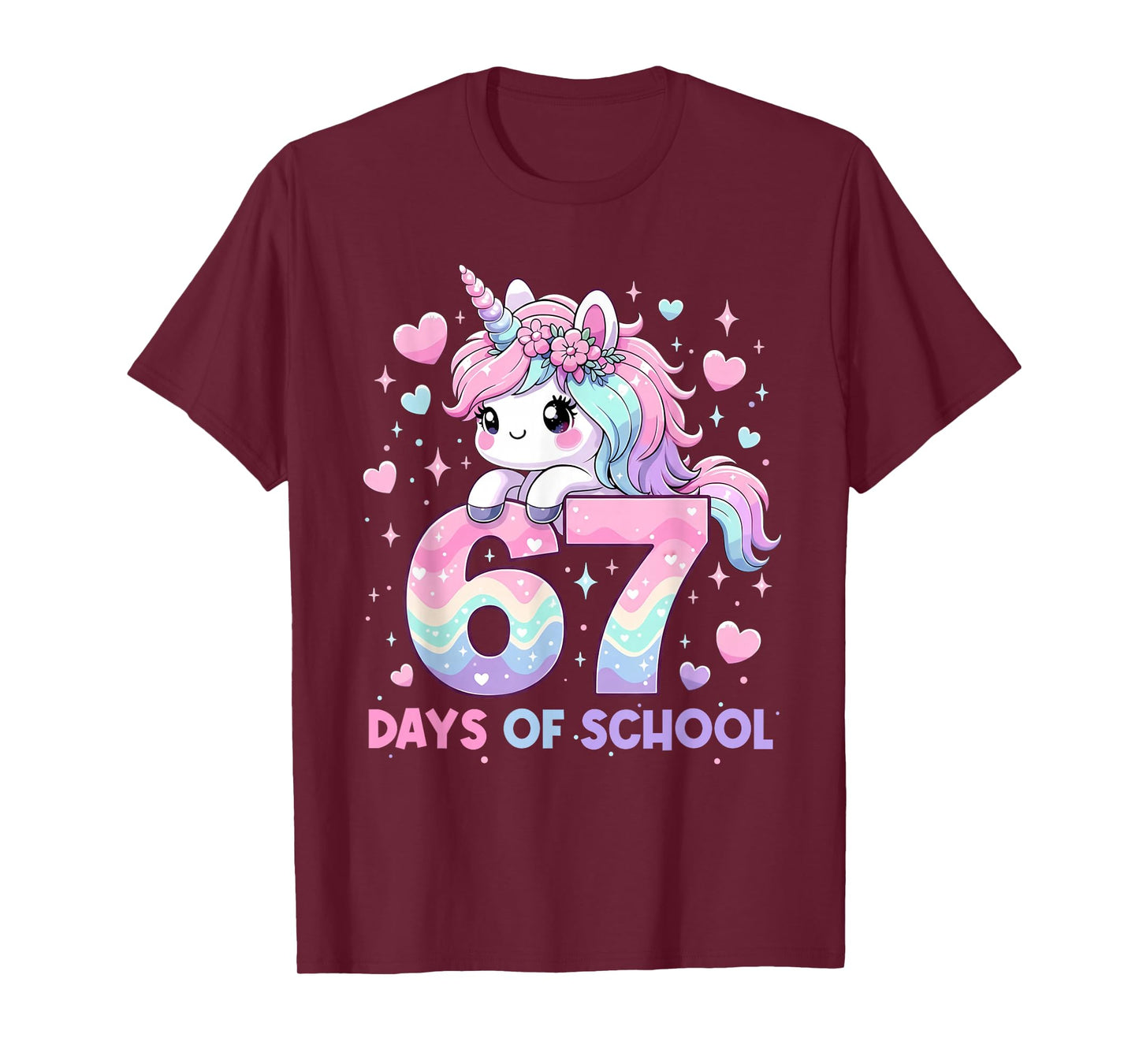 Dabbing Unicorn 67 Days of School Teachers Kids Boys Girls T-Shirt