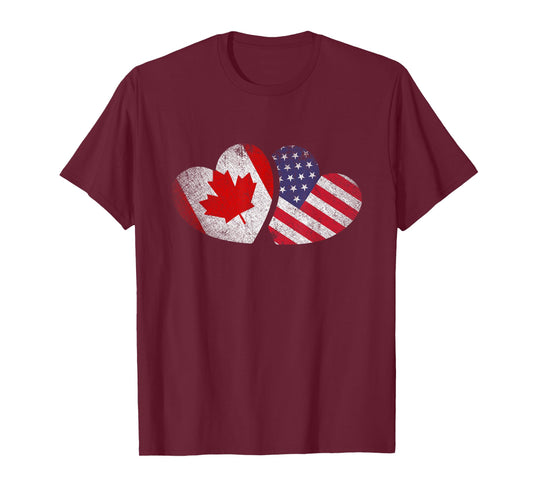 America Canada Friendship Heart Gift USA Canadian T-Shirt