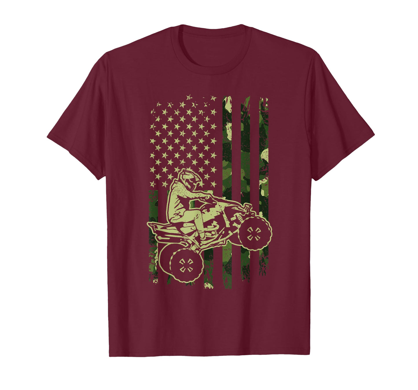 Camouflage American Flag Four Wheeler ATV Mudding Quad Bike T-Shirt