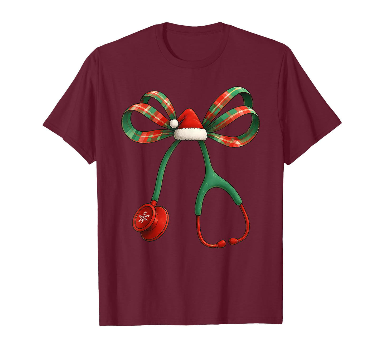 Christmas Coquette Bow Stethoscope Medical Nurse Women Girl T-Shirt