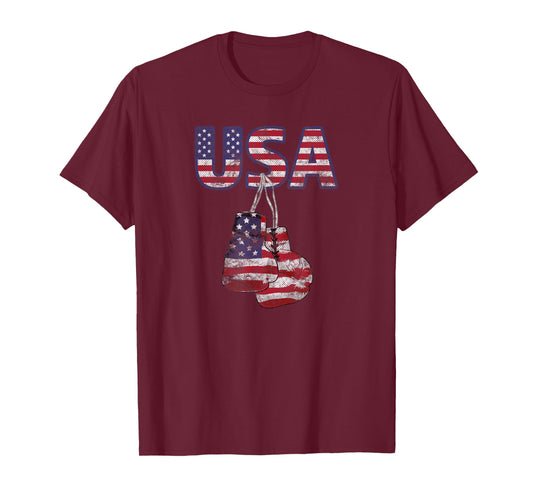 Boxing Gloves T-Shirt American Flag Tee for July 4th T-Shirt