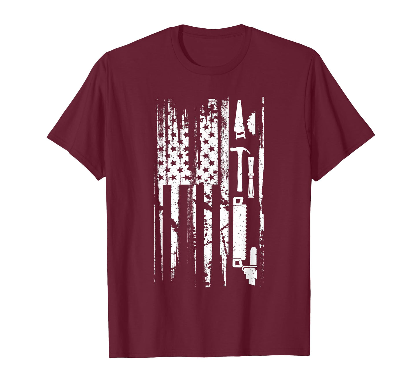 American Flag Woodworking Gift Carpenter Wood Working T-Shirt Small