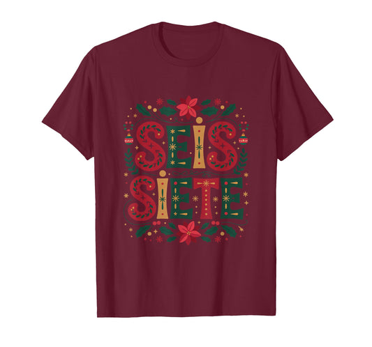 67 Six Seven Spanish Teacher Bilingual SEIS Siete Christmas T-Shirt