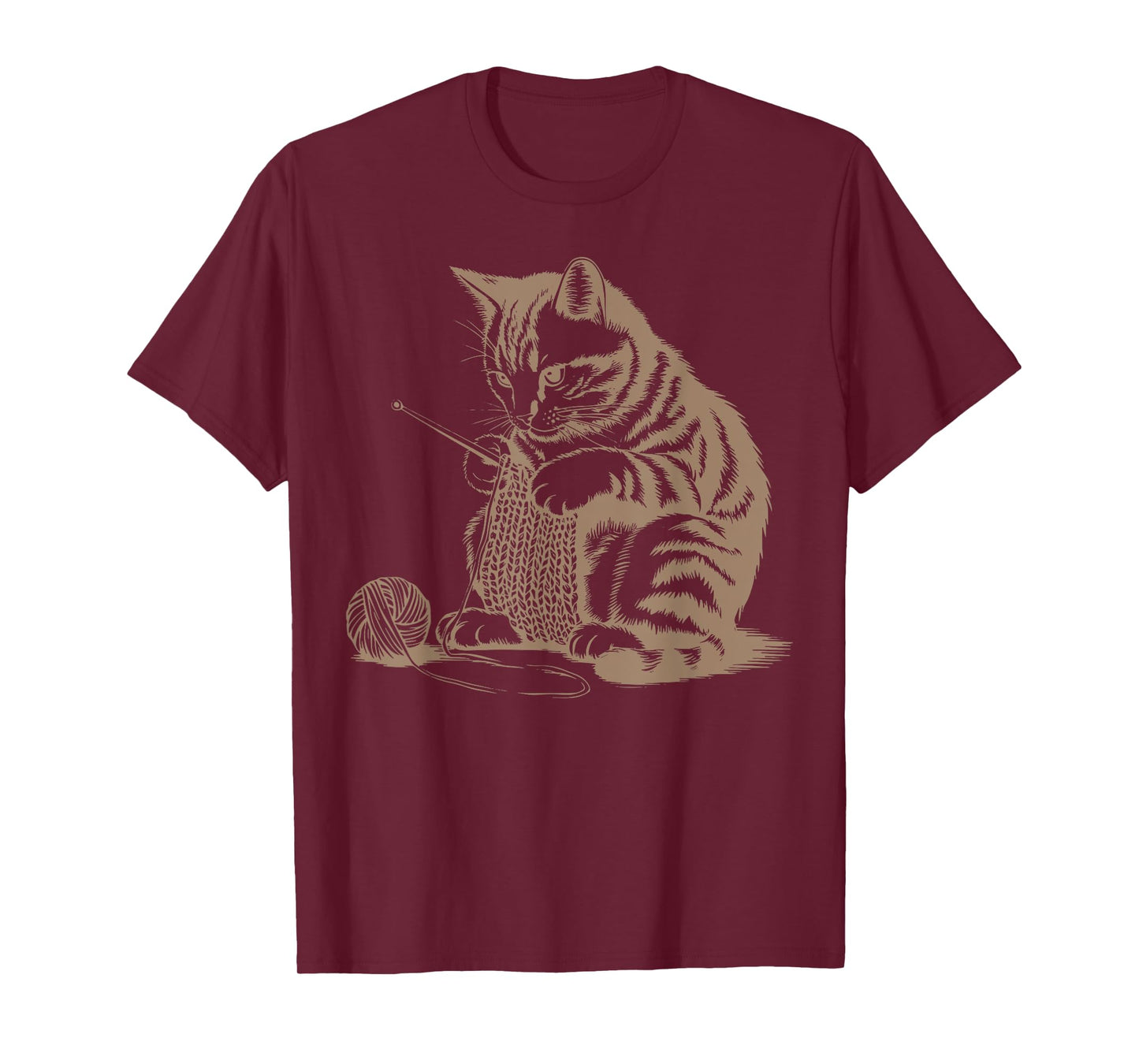 Vintage Cute Cat Crochet Knitting Yarn Knitter Crocheting Men Women Kids T-Shirt