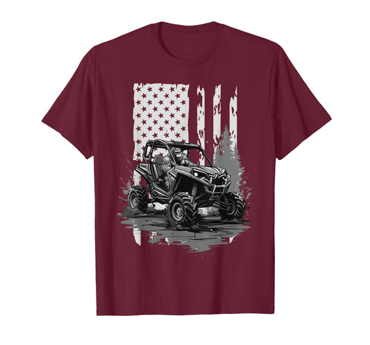 Funny patriotic Bigfoot riding a side by side UTV, Offroad T-Shirt