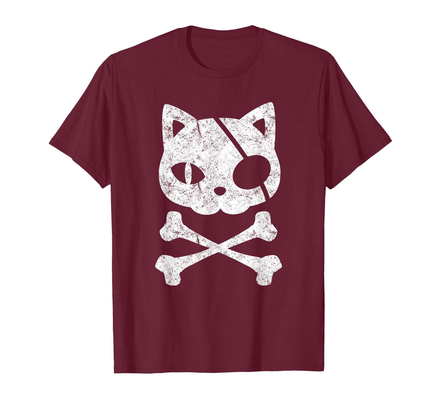 Vintage Pirate Cat Kitten Halloween Skull Cross Bones T-Shirt