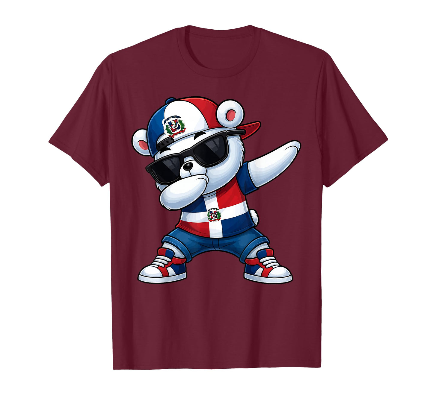 Dominican Republic Bear Patriotic Dabbing Dab Boys Kids 2025 T-Shirt