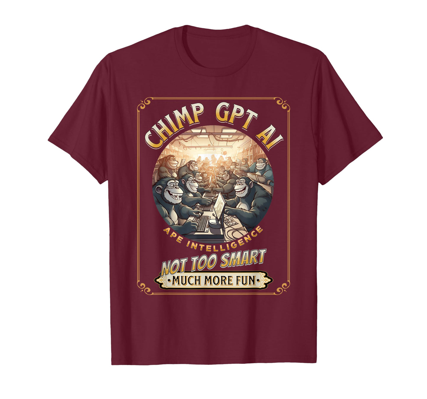 Chimp GPT AI Funny Chimpanzee Ape Intelligence pun T-Shirt
