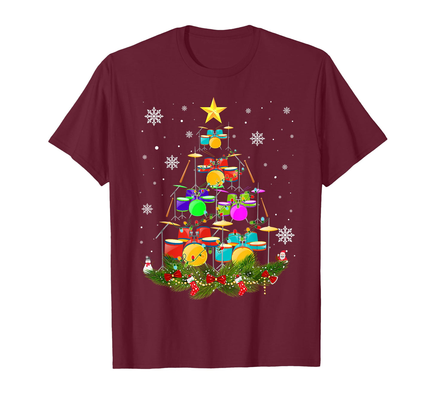 Funny Drummer Santa Christmas Gift Drum Drummer Xmas T-Shirt