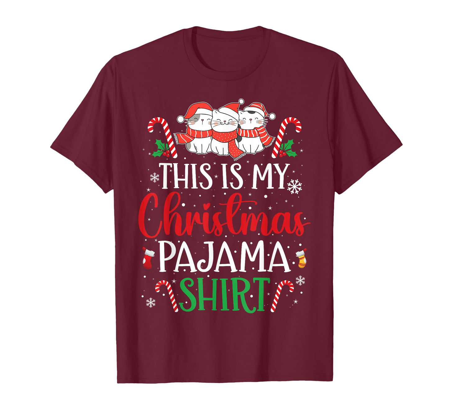 Cat Xmas Funny This is My Christmas Pajama T-Shirt