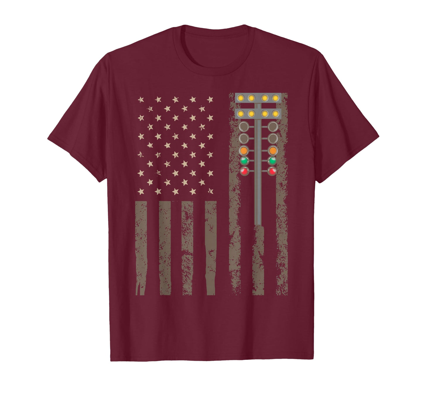 American Flag Drag Strip Auto Tree Light for Racecar Driver T-Shirt