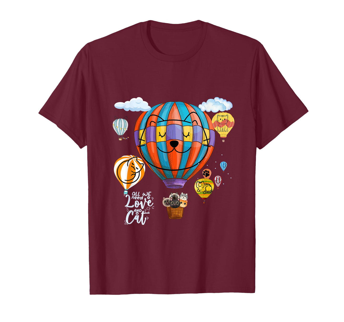 Fun Cats On Hot Air Balloons Men Women T-Shirt