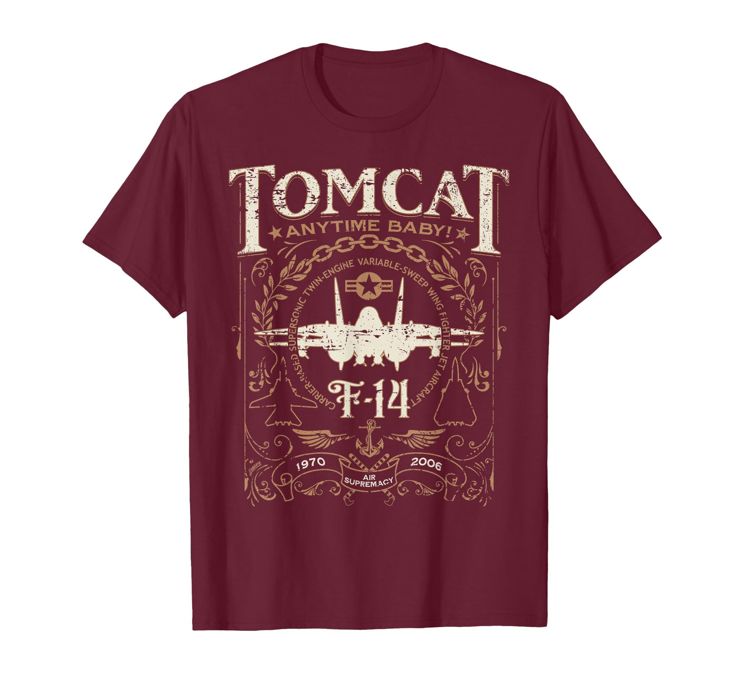 Classic F-14 Tomcat Military Fighter Jet Distressed Design T-Shirt