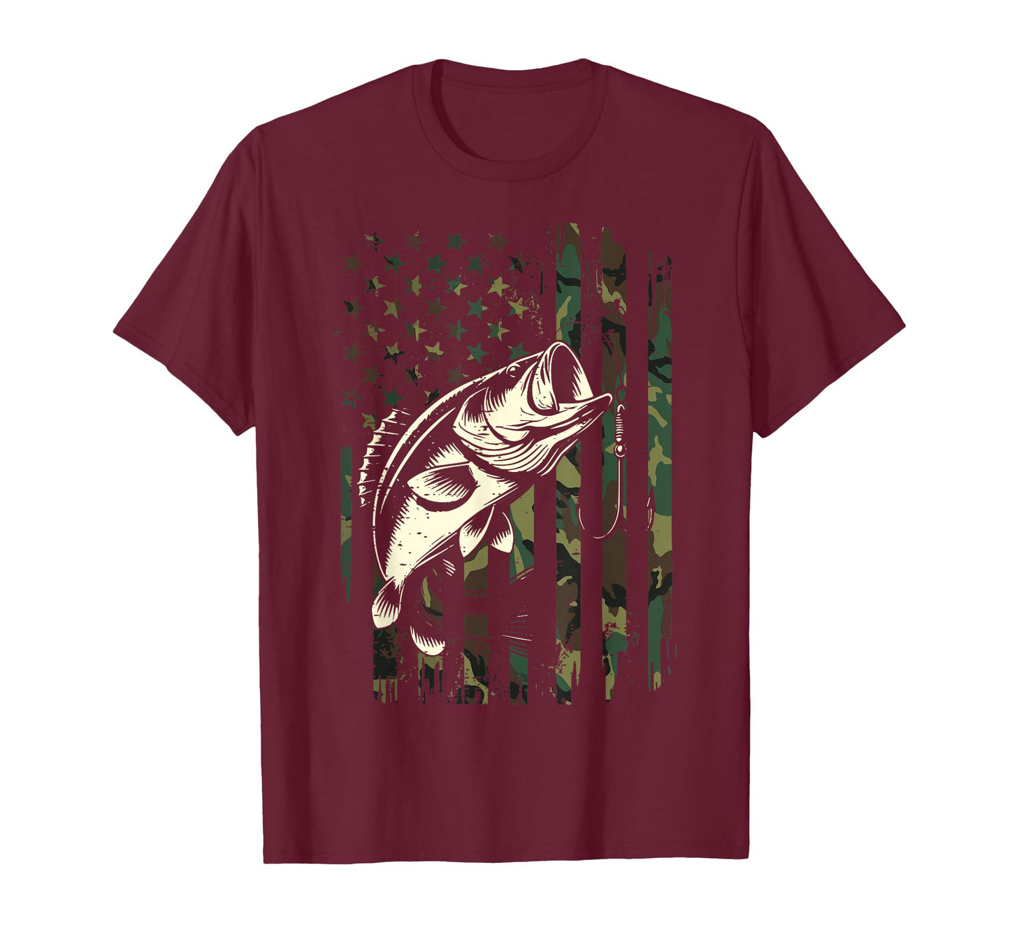 Fishing Camo American Flag Fisherman Patriot Women Men Kids T-Shirt